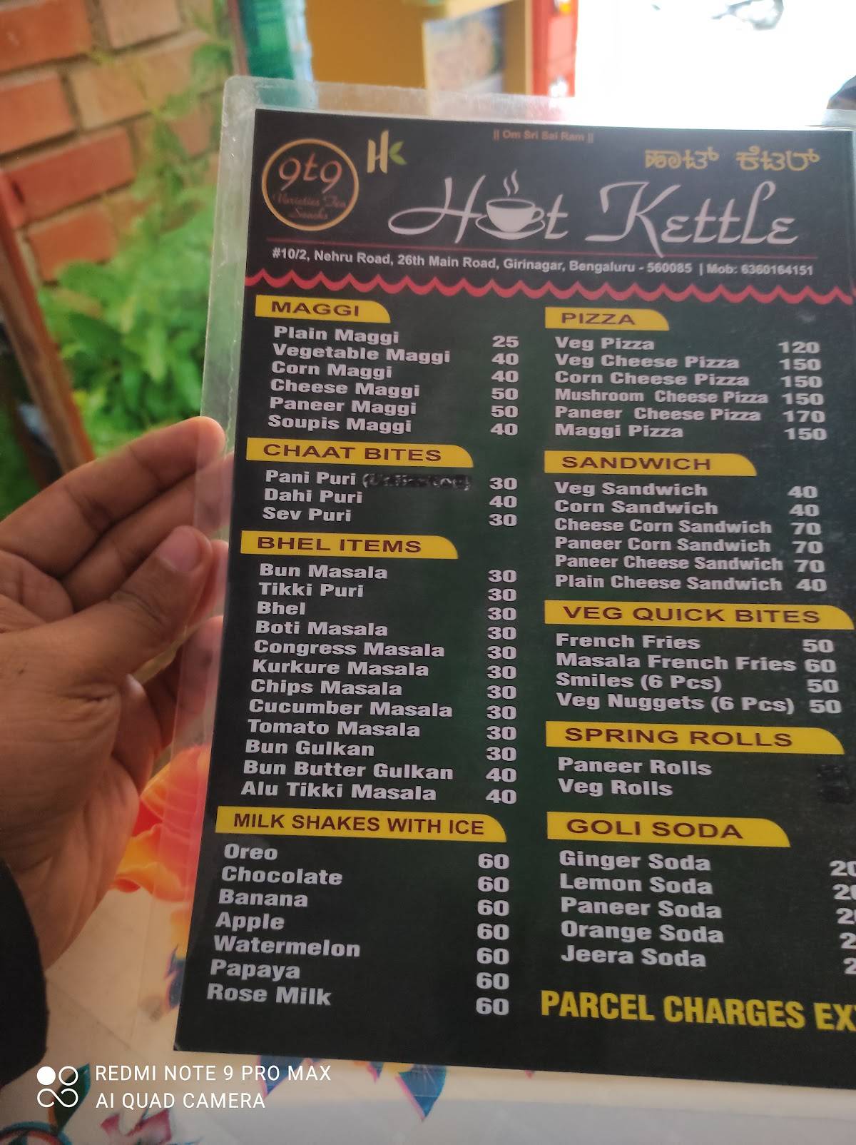 Menu At Hot Kettle Bengaluru