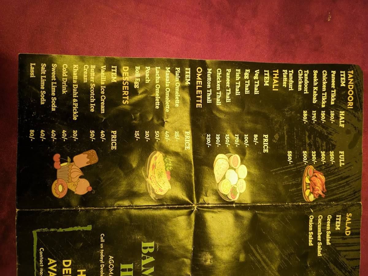 Menu at Bamboo Hut ( Family restaurant cum dhaba ), India
