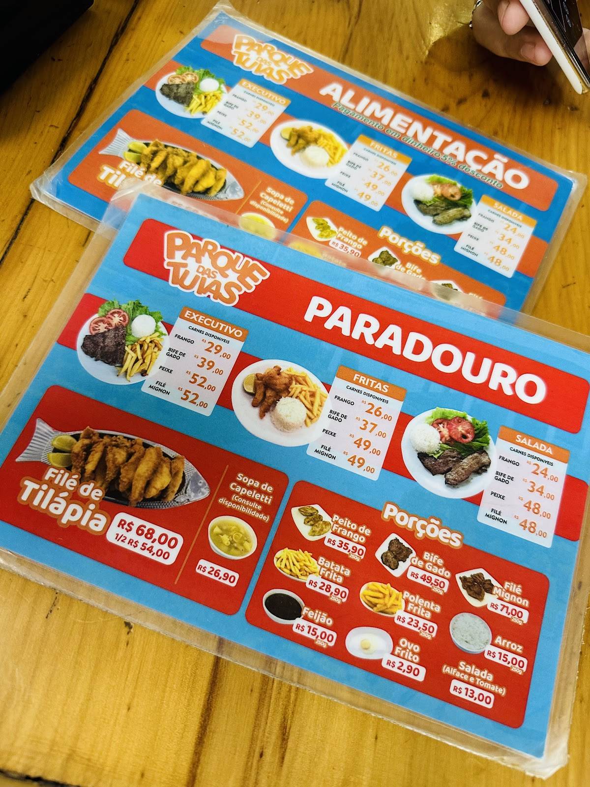 Paradouro das Tuias cardápio