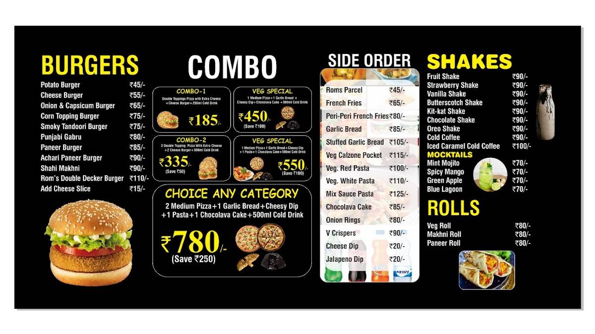 Menu at Roms Pizza, Sikandrabad