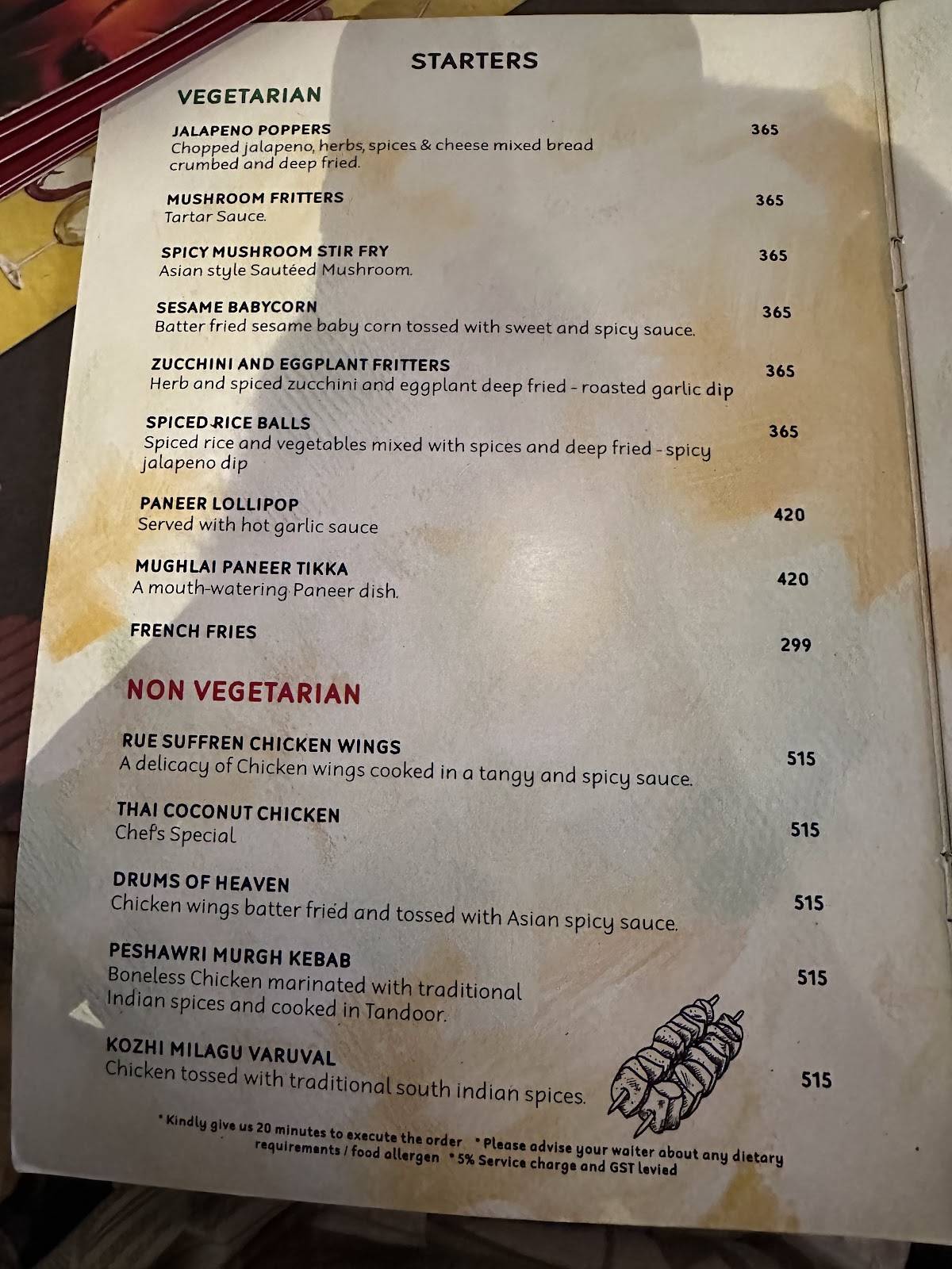 1 RUE SUFFREN - Best Resto Bar Restaurant in White Town - Pondicherry menu