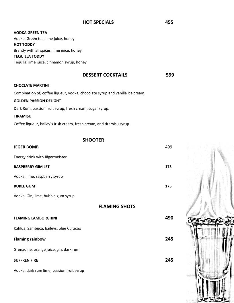 1 RUE SUFFREN - Best Resto Bar Restaurant in White Town - Pondicherry menu