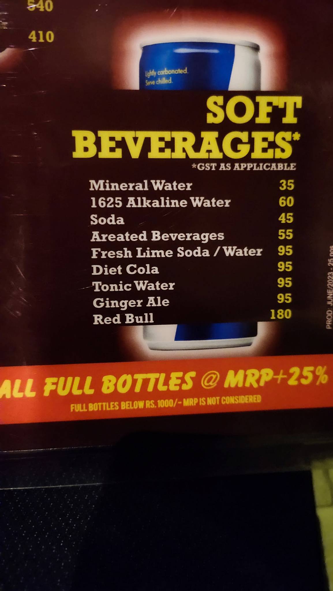 Vilasi tipsy resto pub menu