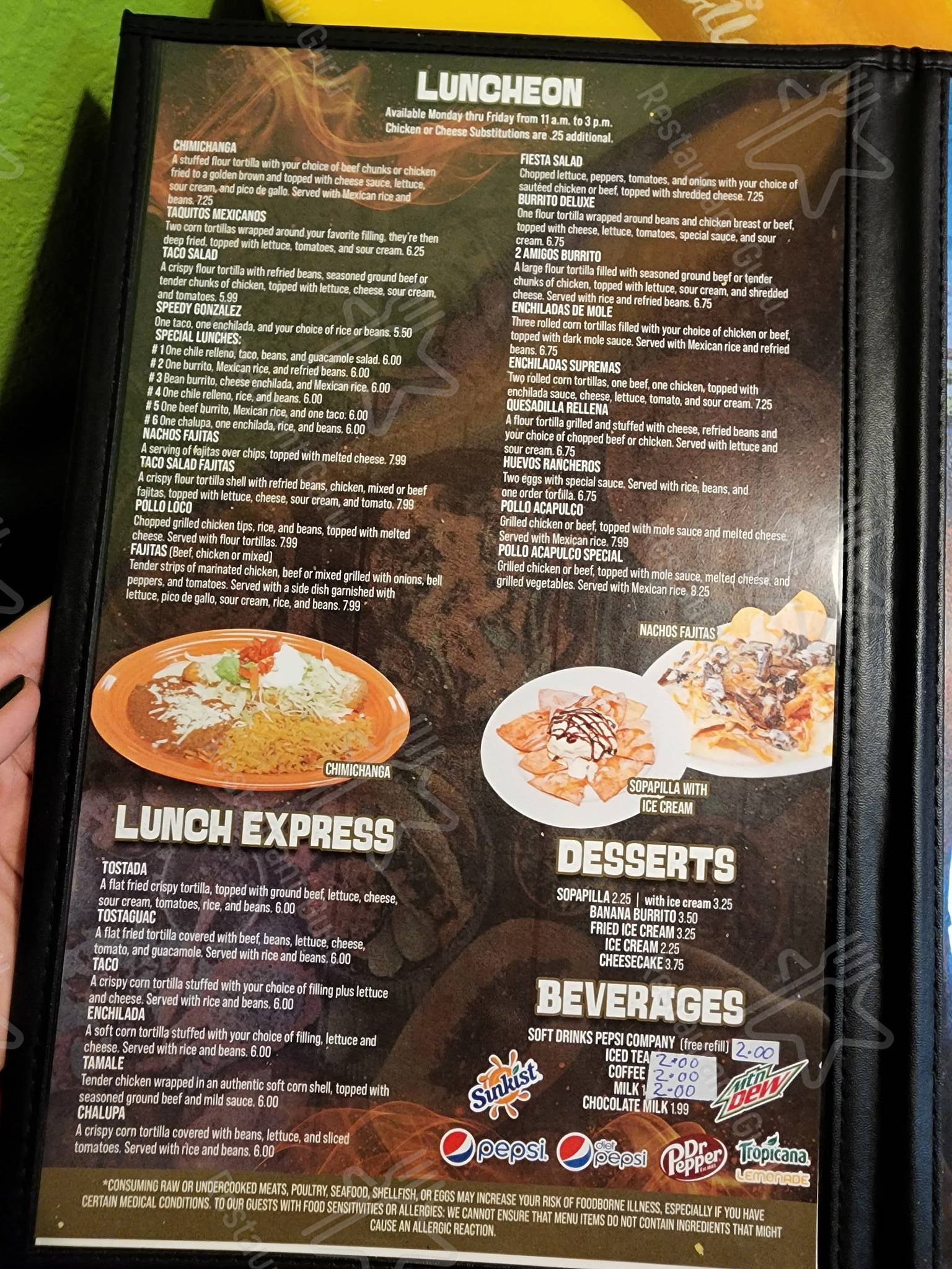 Menu at 2 Amigos restaurant, Barbourville