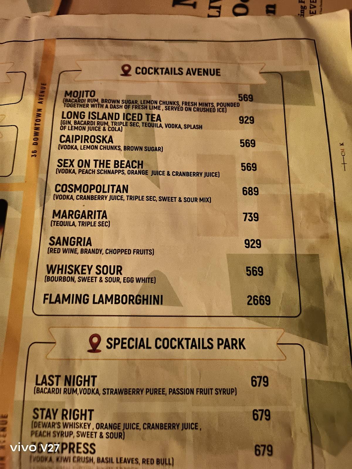 36 Downtown Brew Pub menu