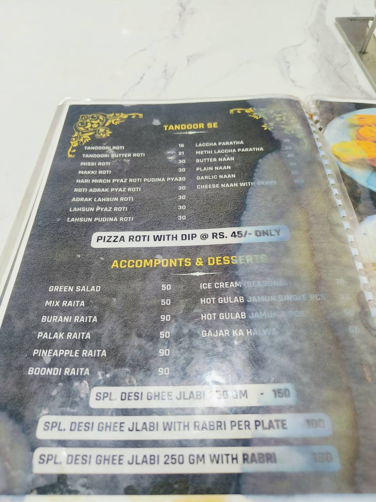 3B-2 Dhaba menu