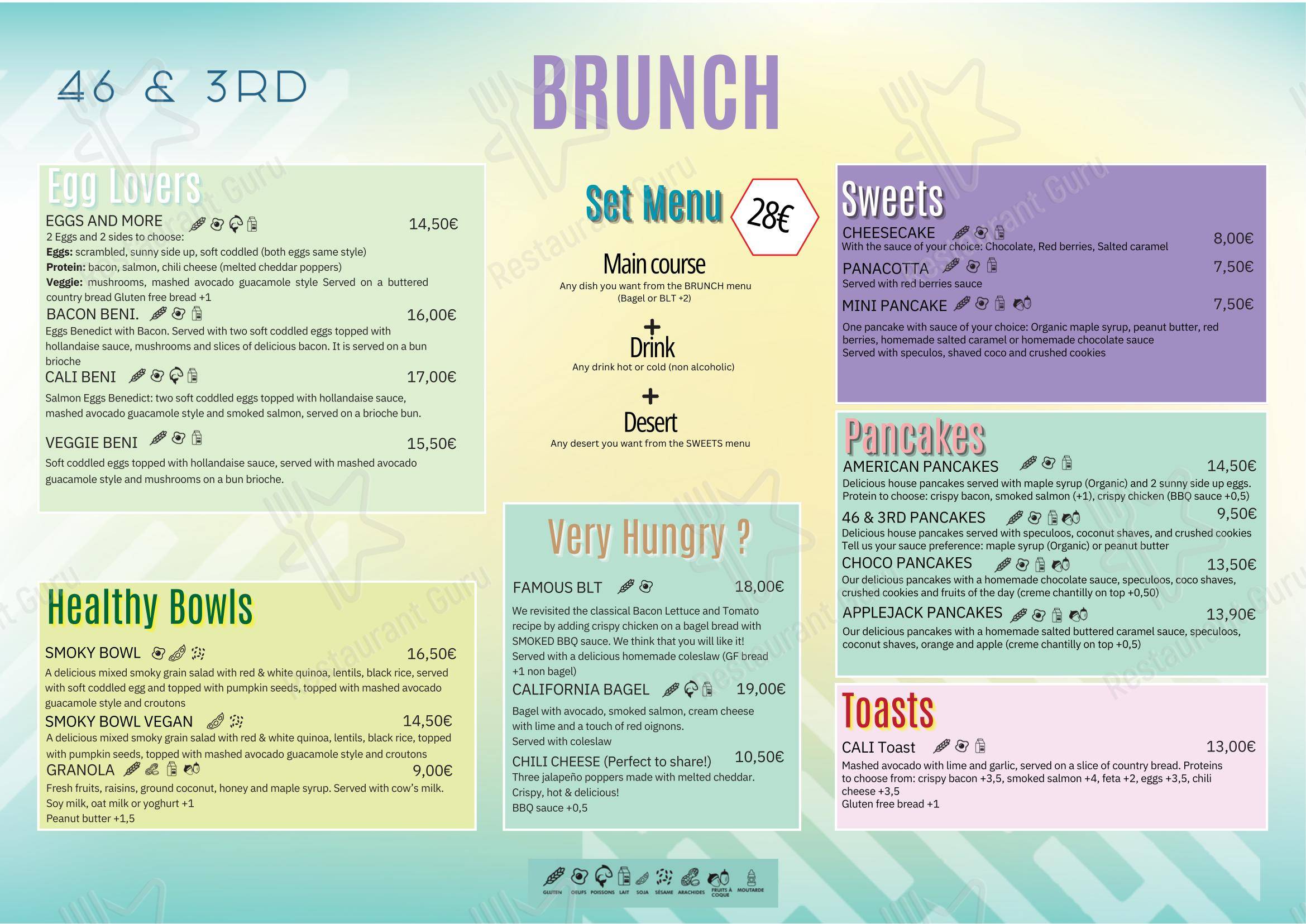 Menu pour 46 & 3RD - Menu bar
