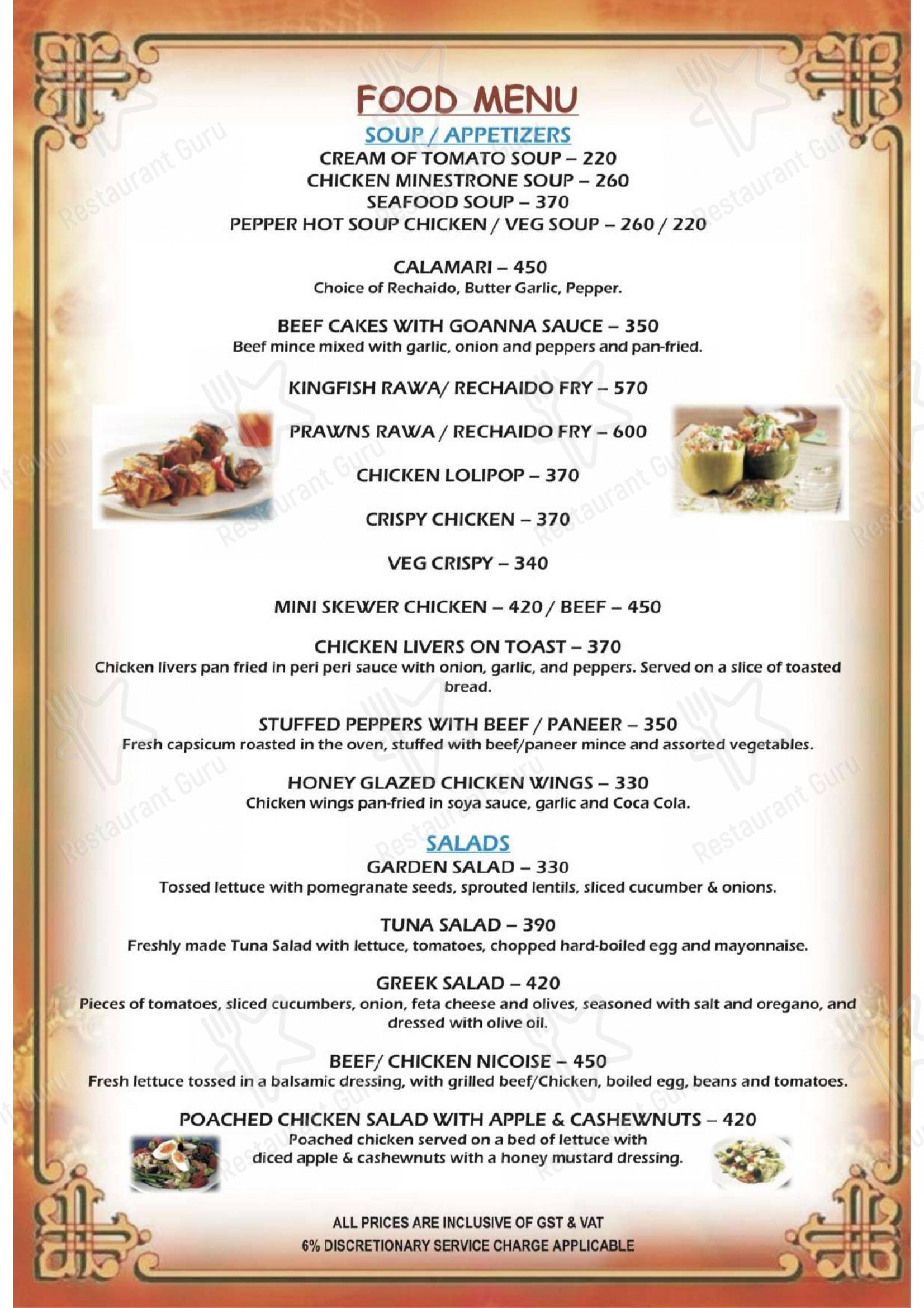 Menu for the ANGAARA– Bbq Grill & SPORTSBAR pub & bar