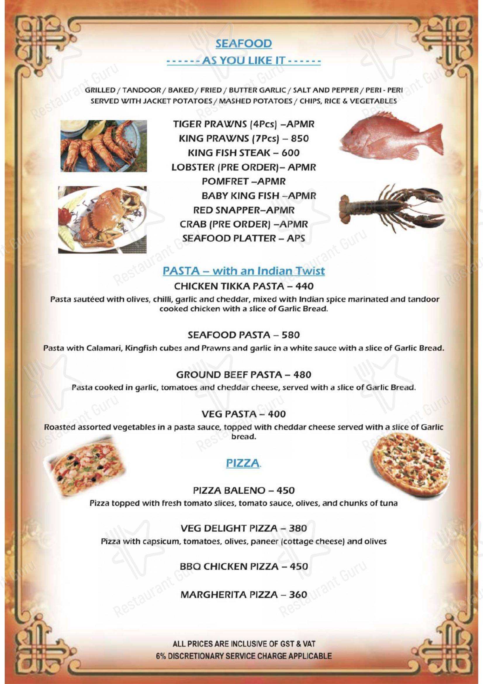 Menu for the ANGAARA– Bbq Grill & SPORTSBAR pub & bar