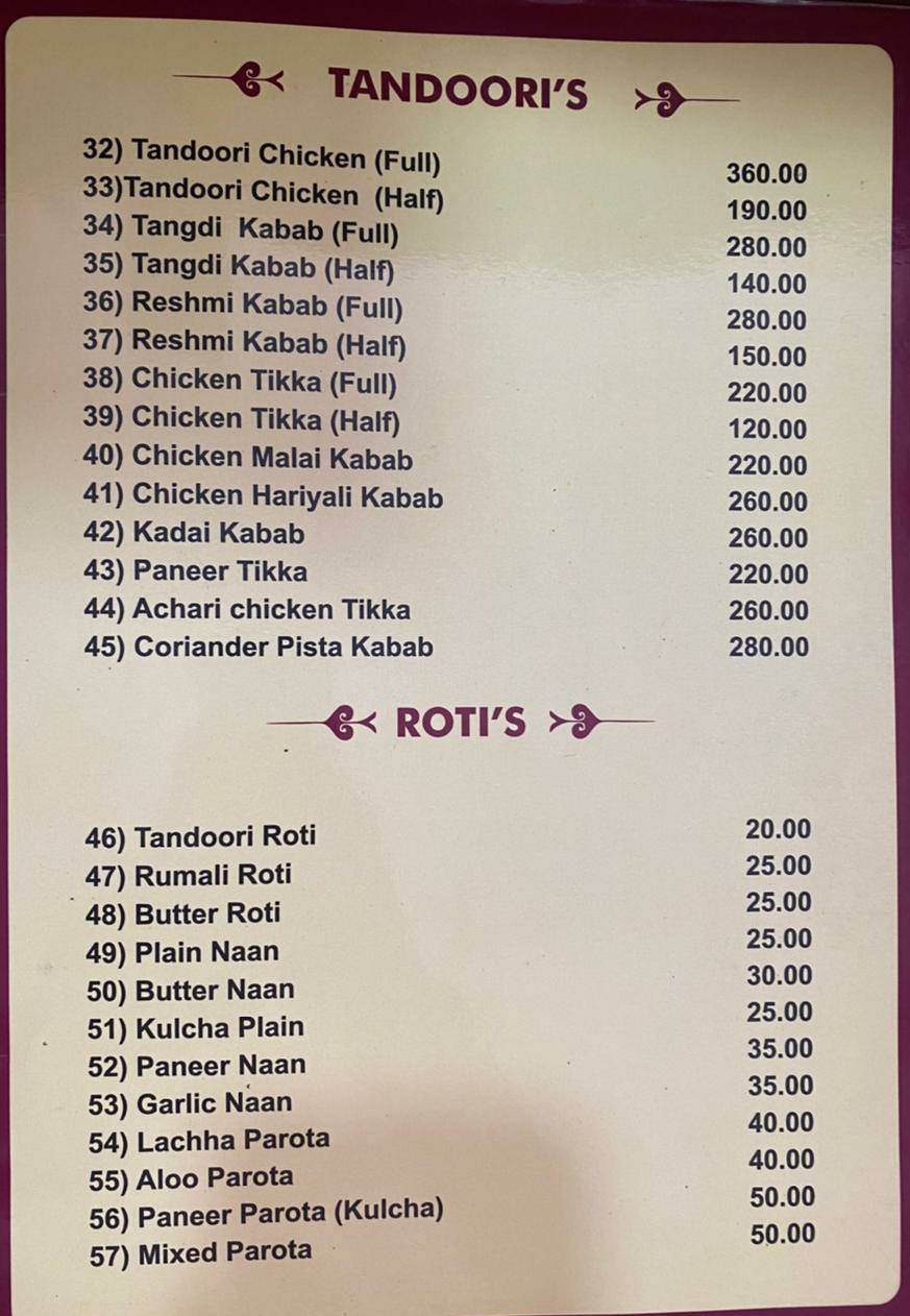 ABHIRUCHI BIRYANI POINT menu