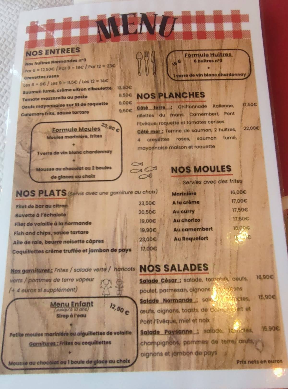 Menu de AUTHENTIC restaurant