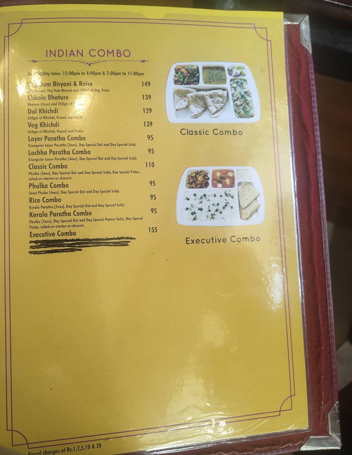 Aahar Cafe menu
