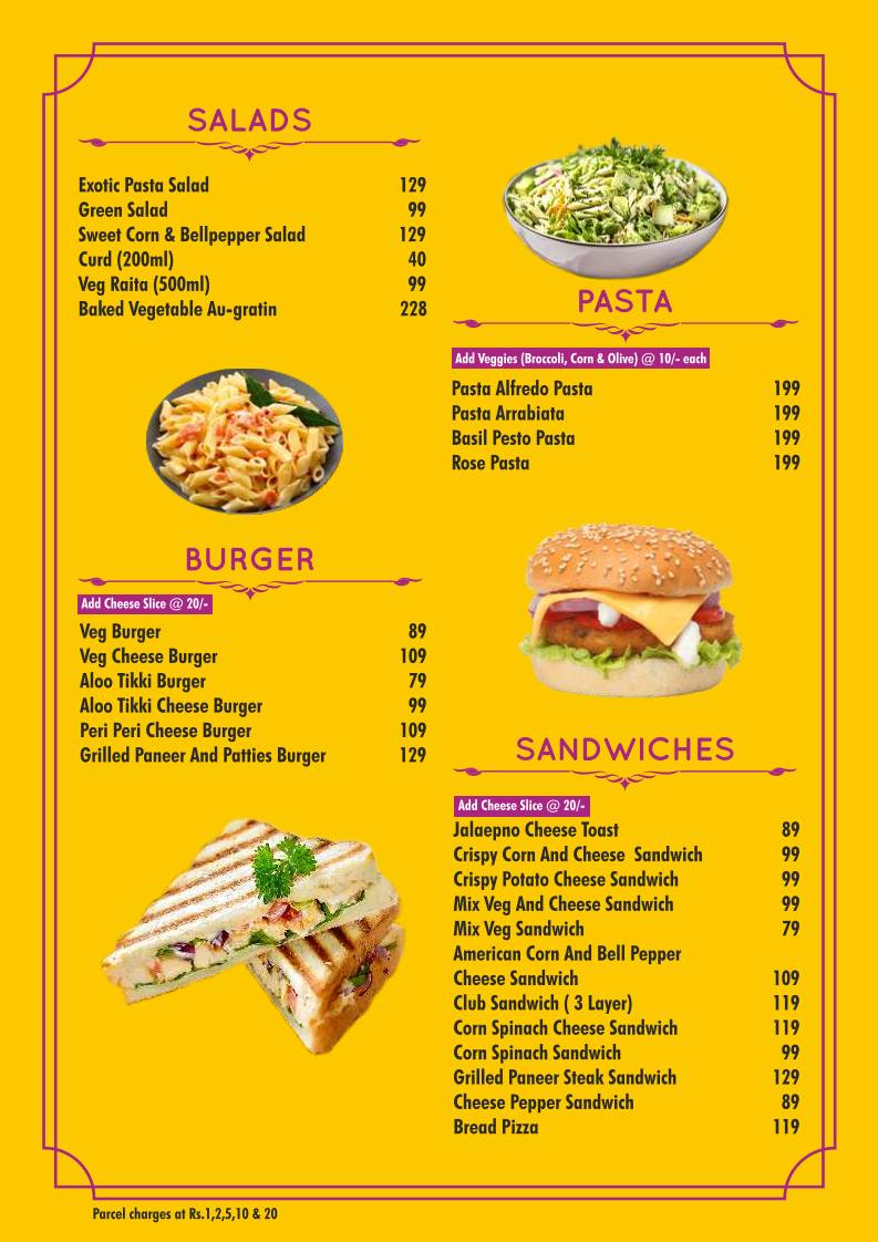 Aahar Cafe menu