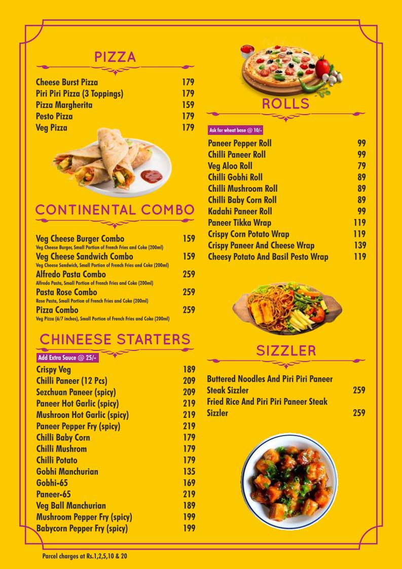 Aahar Cafe menu