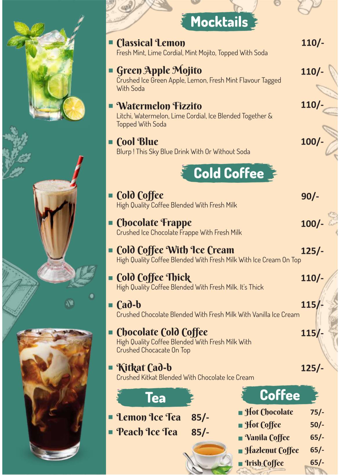 Adi's Cafe menu