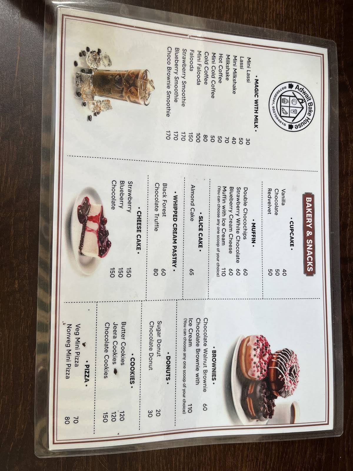 Adwait bake house menu