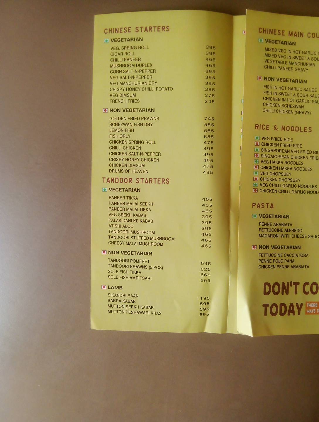 Pinch Of Spice menu