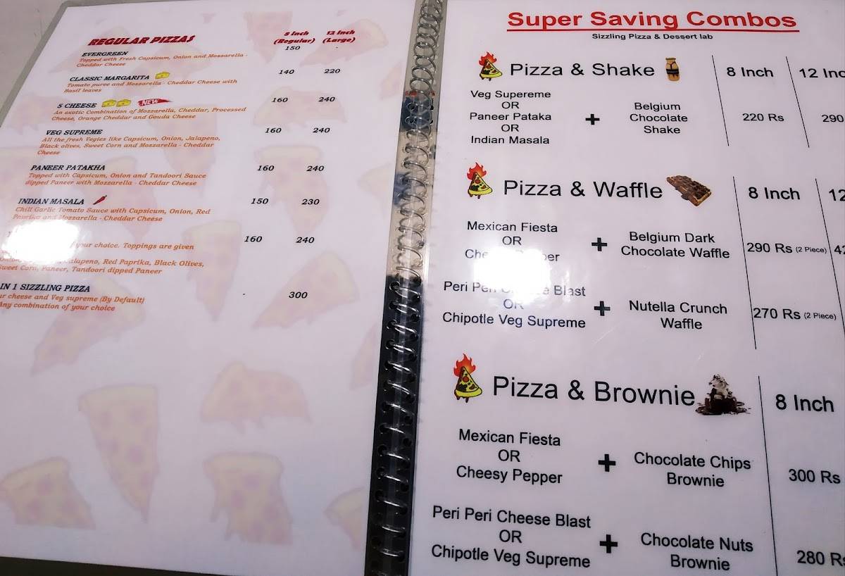 Sizzling Pizza menu