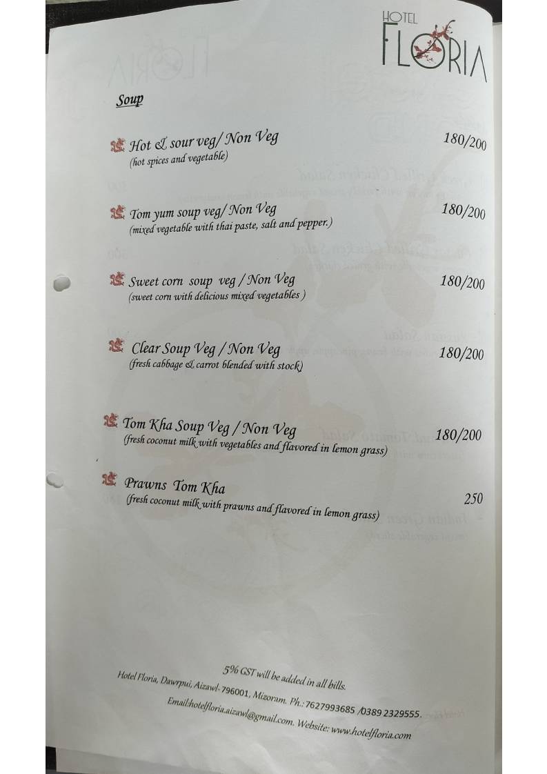 Zamzo Grill & Kitchen Restaurant (Hotel Floria) menu