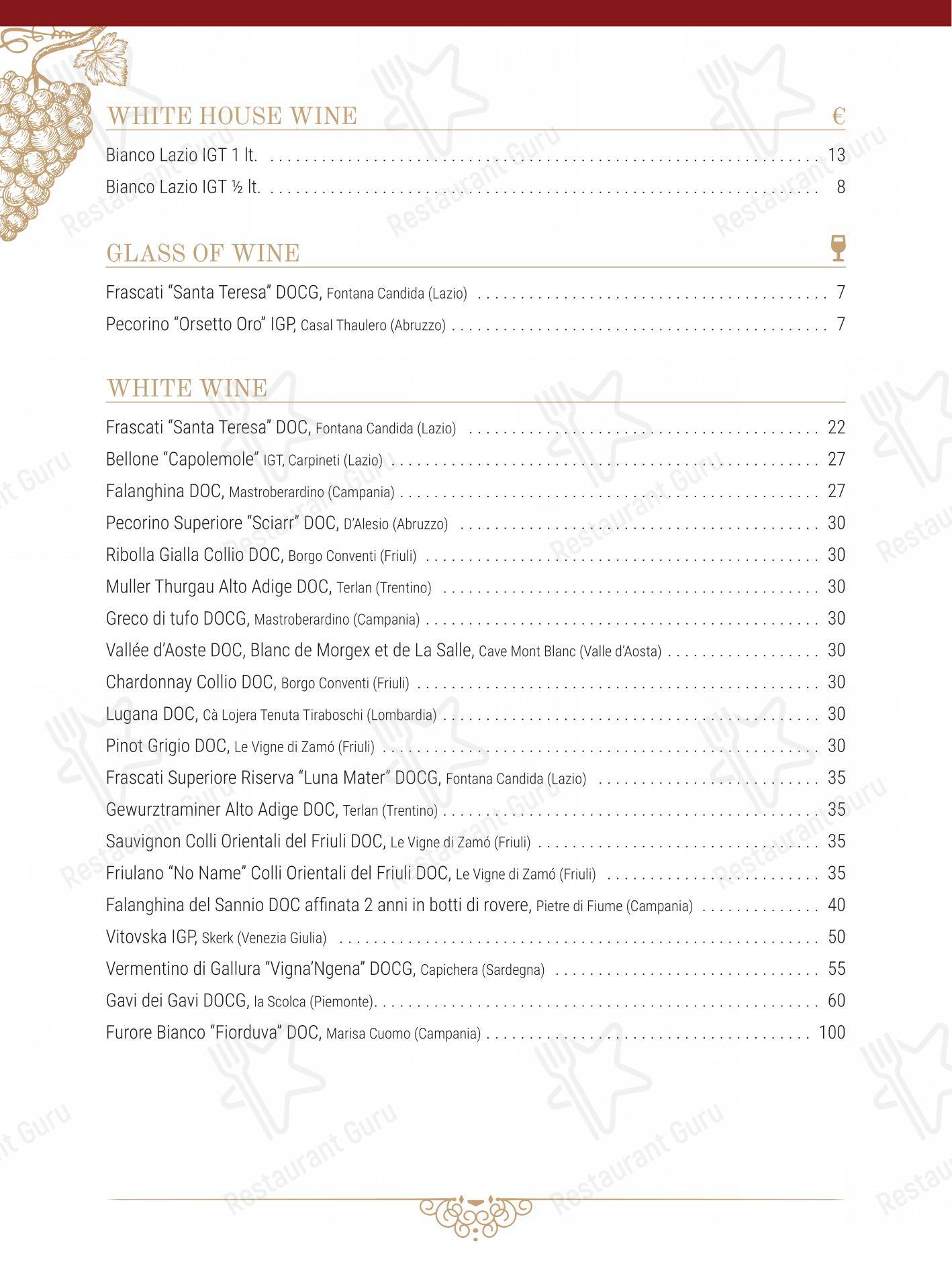 Al 34 in Roma - Menu