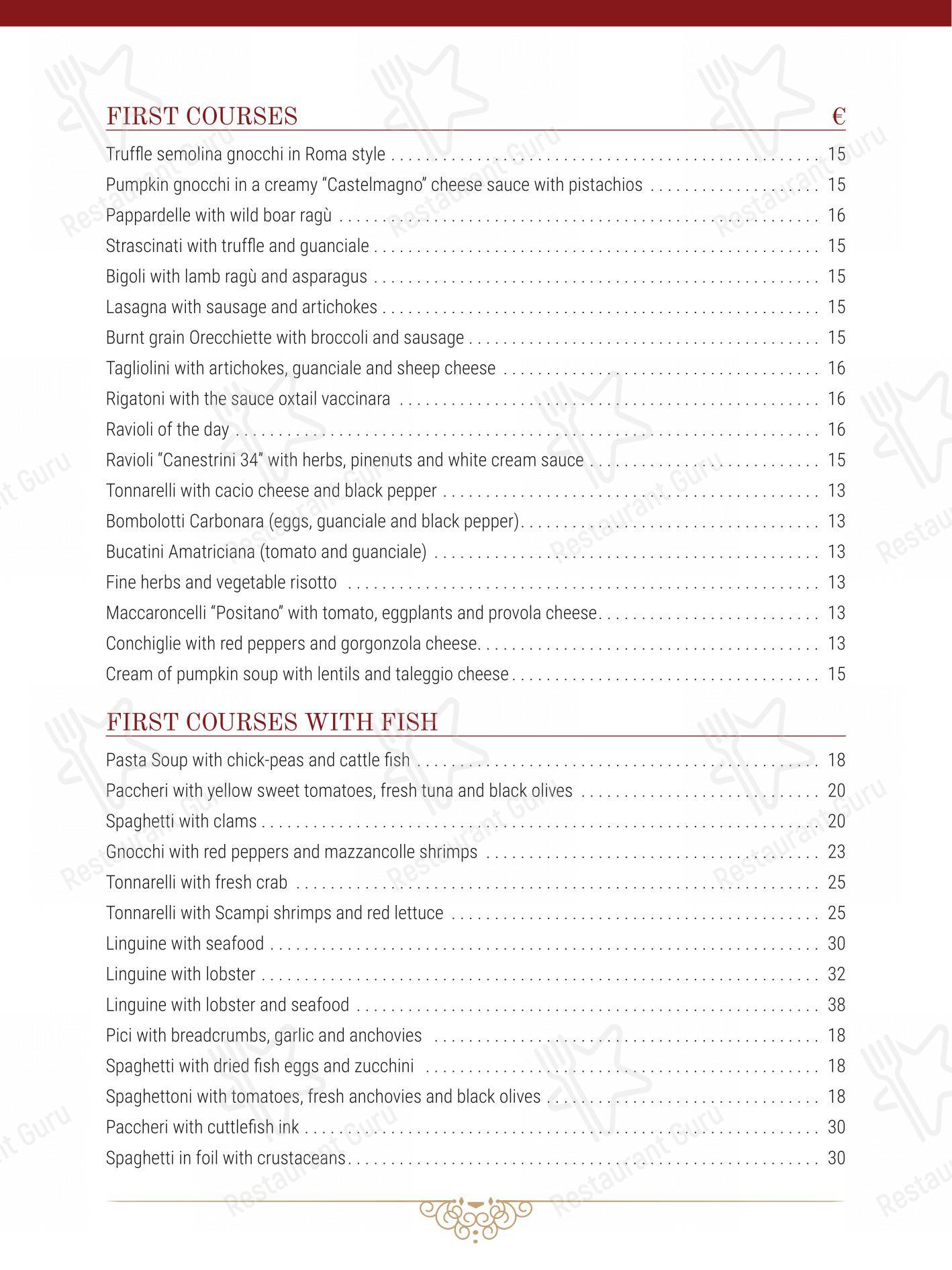 Menu per Al 34 ristorante