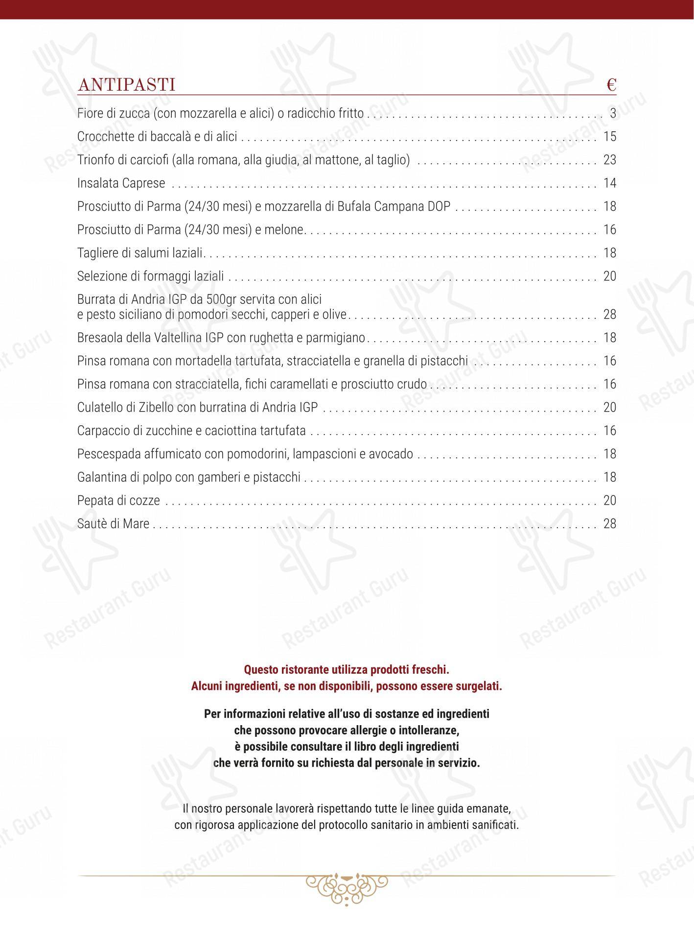 Al 34 in Roma - Menu bar