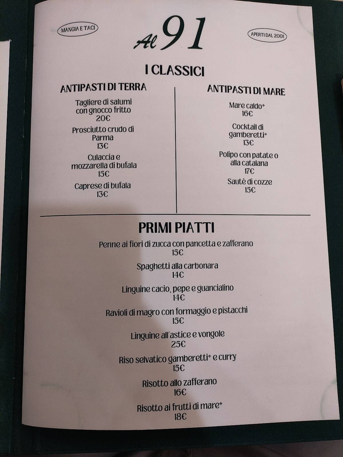 Menu di Al 91 
