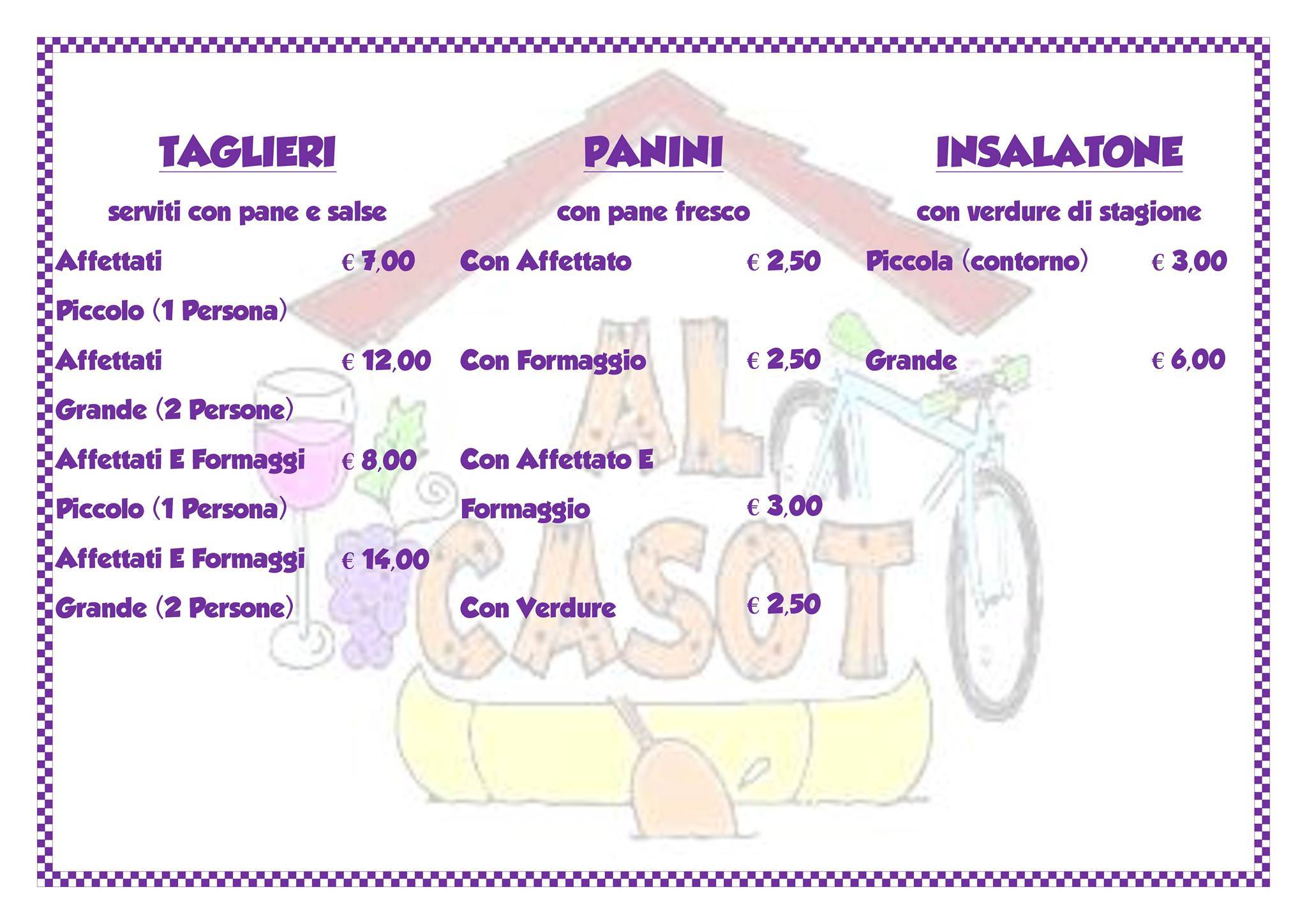 Menu di Agriturismo Al Casot 