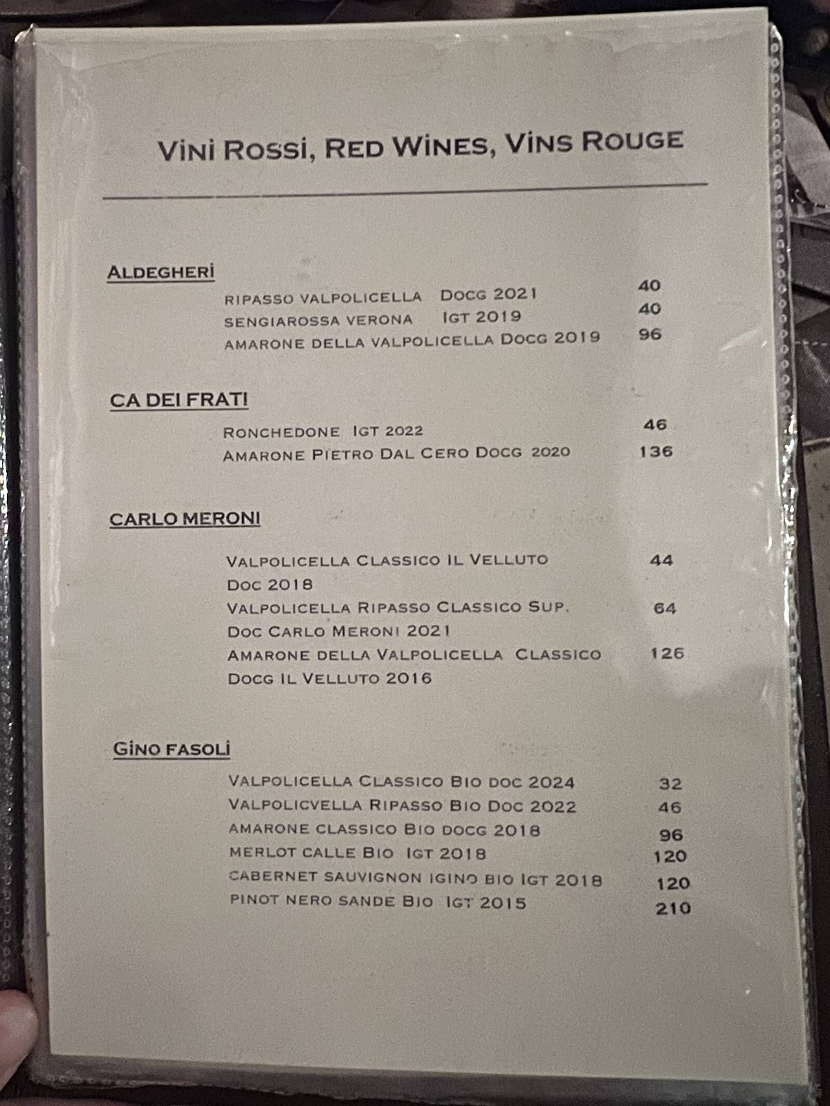 Menu di Al Grill 
