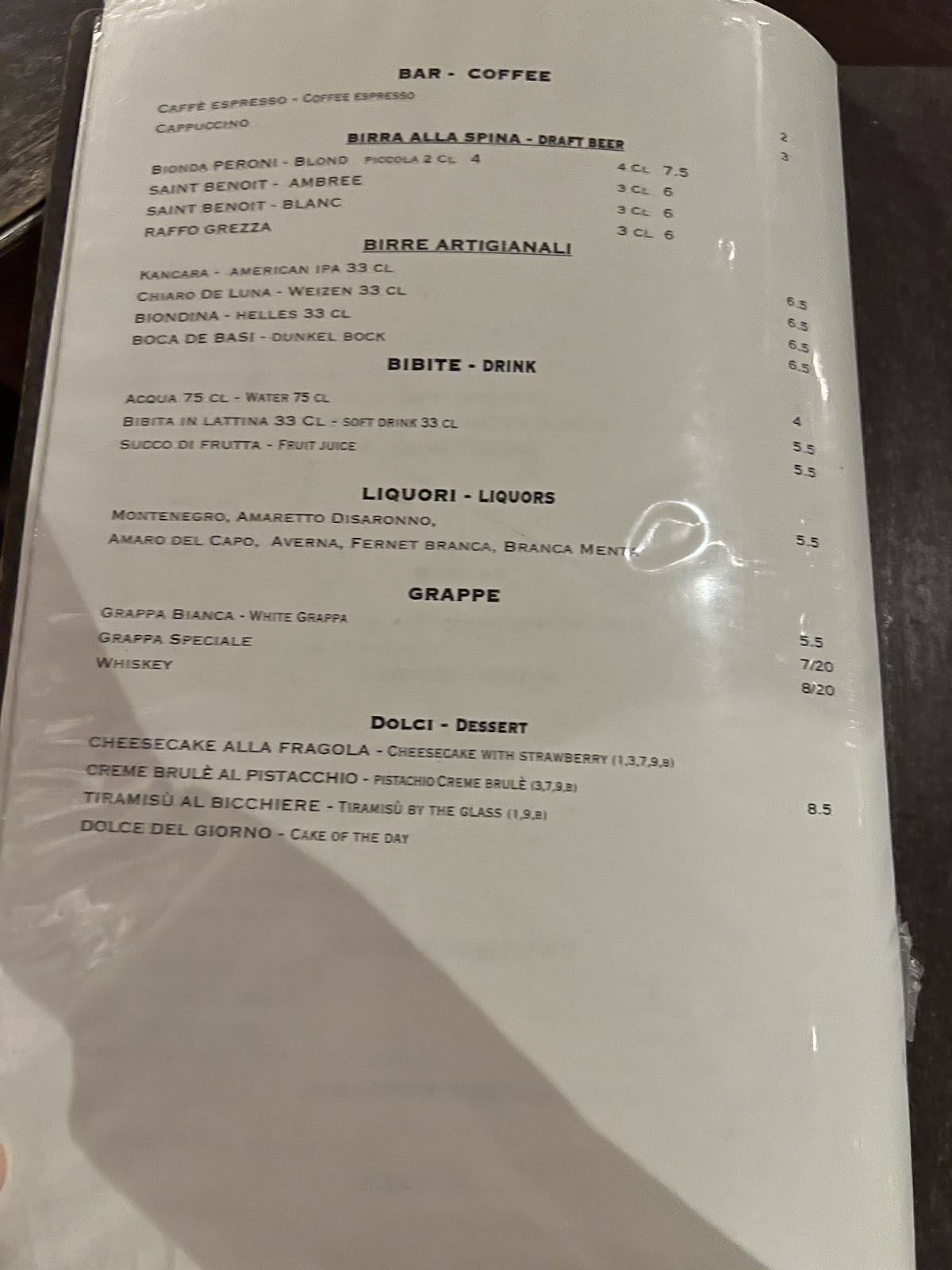 Menu di Al Grill 