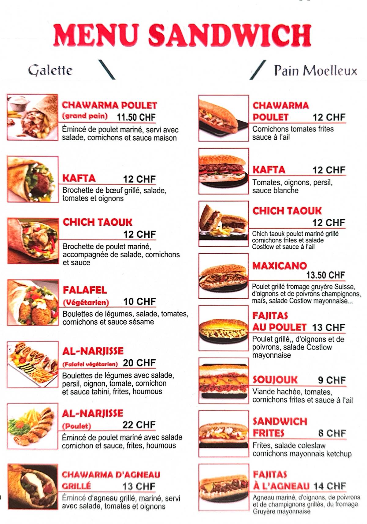 Menu di Al Narjisse 