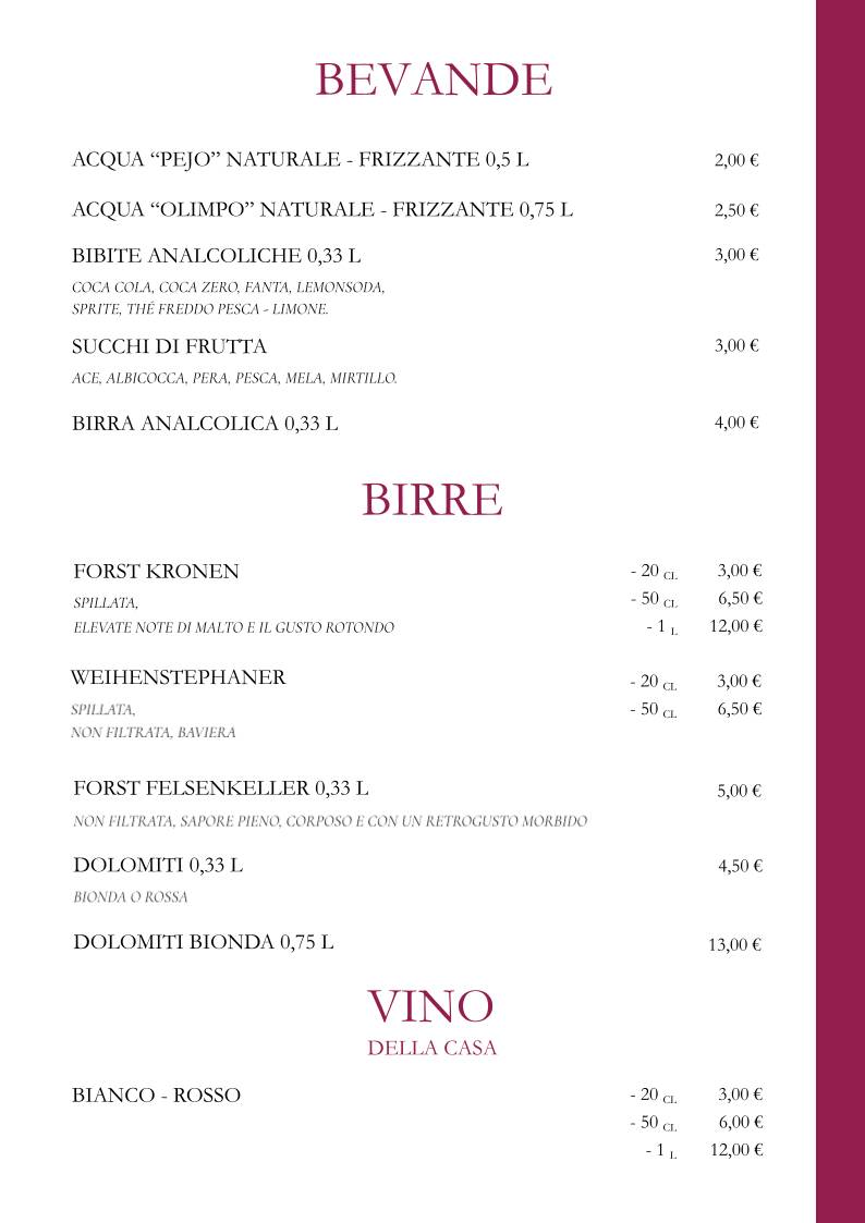 Menu di Al Pescatore Bar ~ Ristorante ~ Pizzeria ~ Residence 