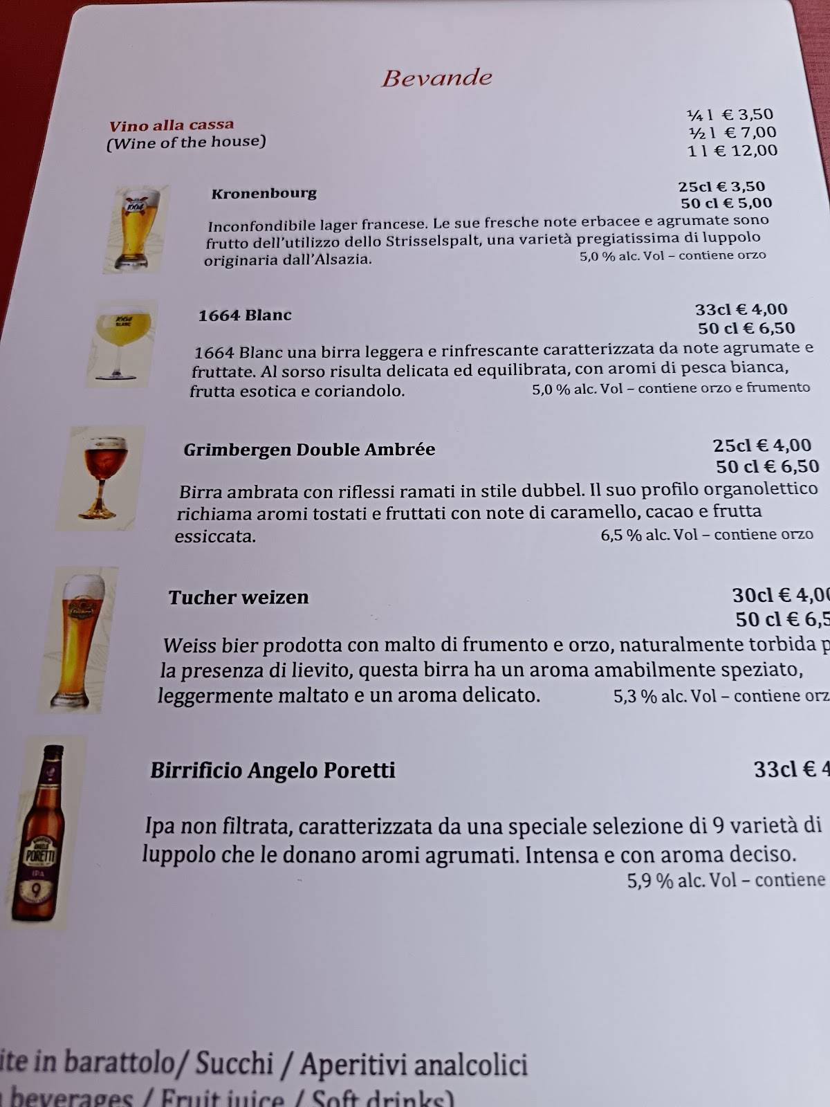 Menu di Al Santo 