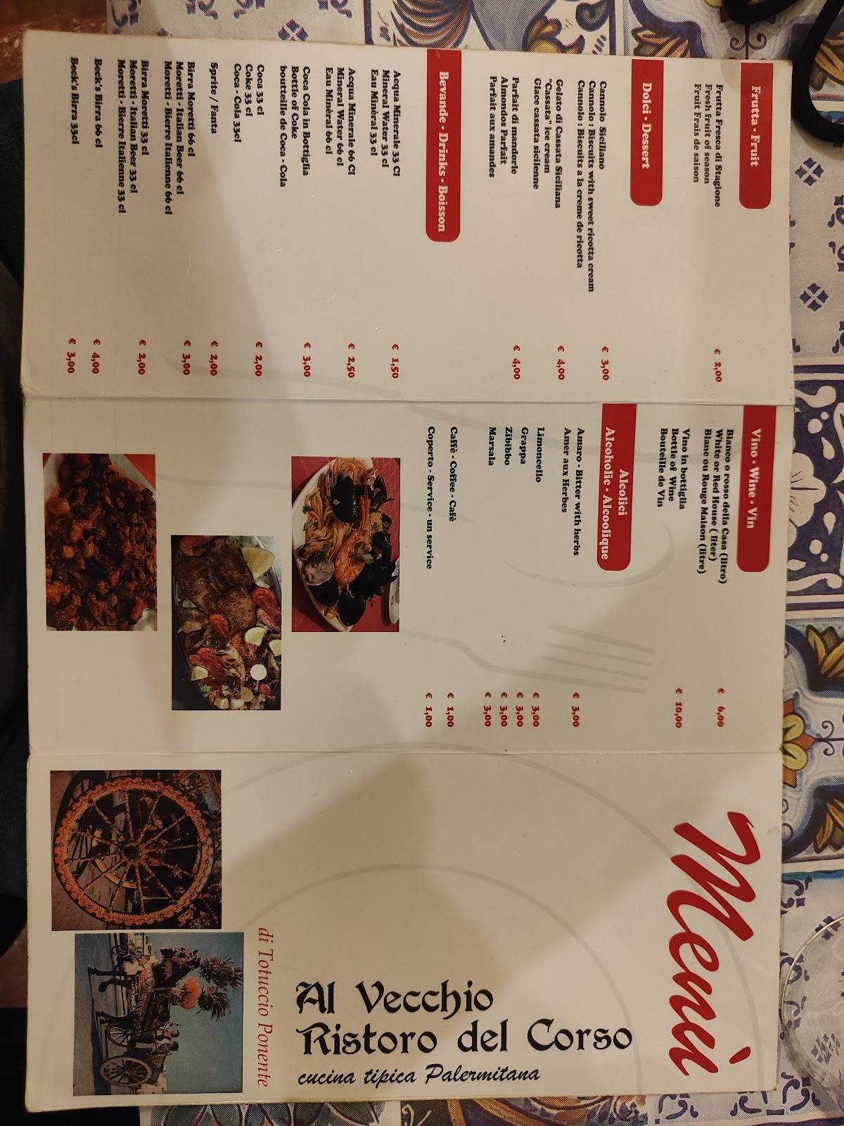 Menu di Al Vecchio Ristoro Del Corso 