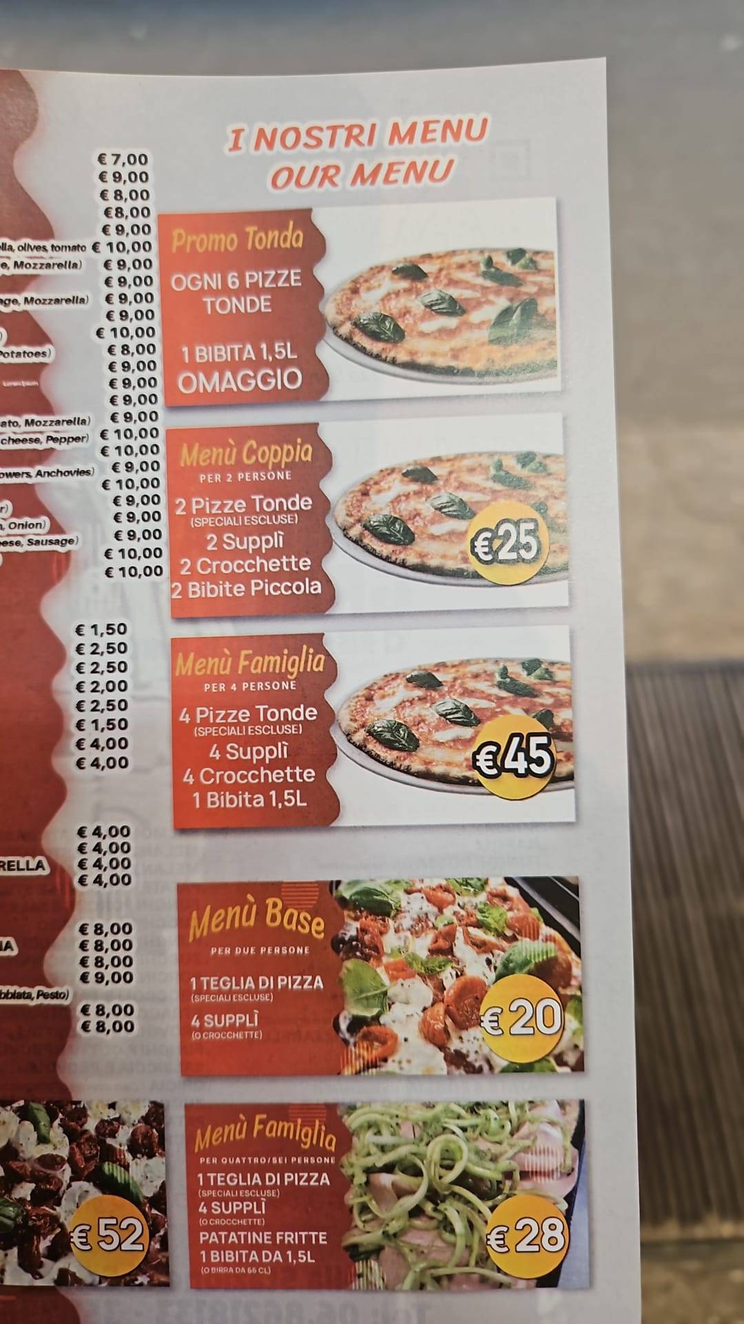 Menu de Alberto's Pizza San Pietro