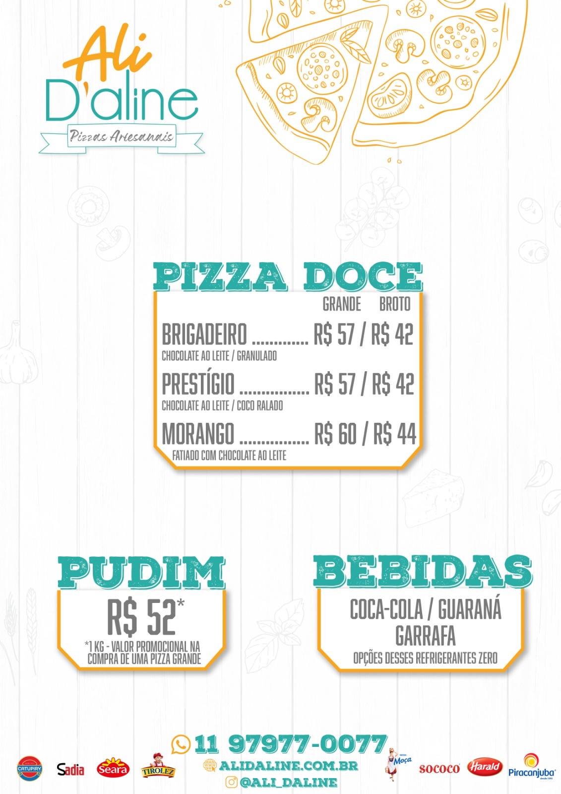 Ali D'aline Pizzaria e Pudinzeria cardápio