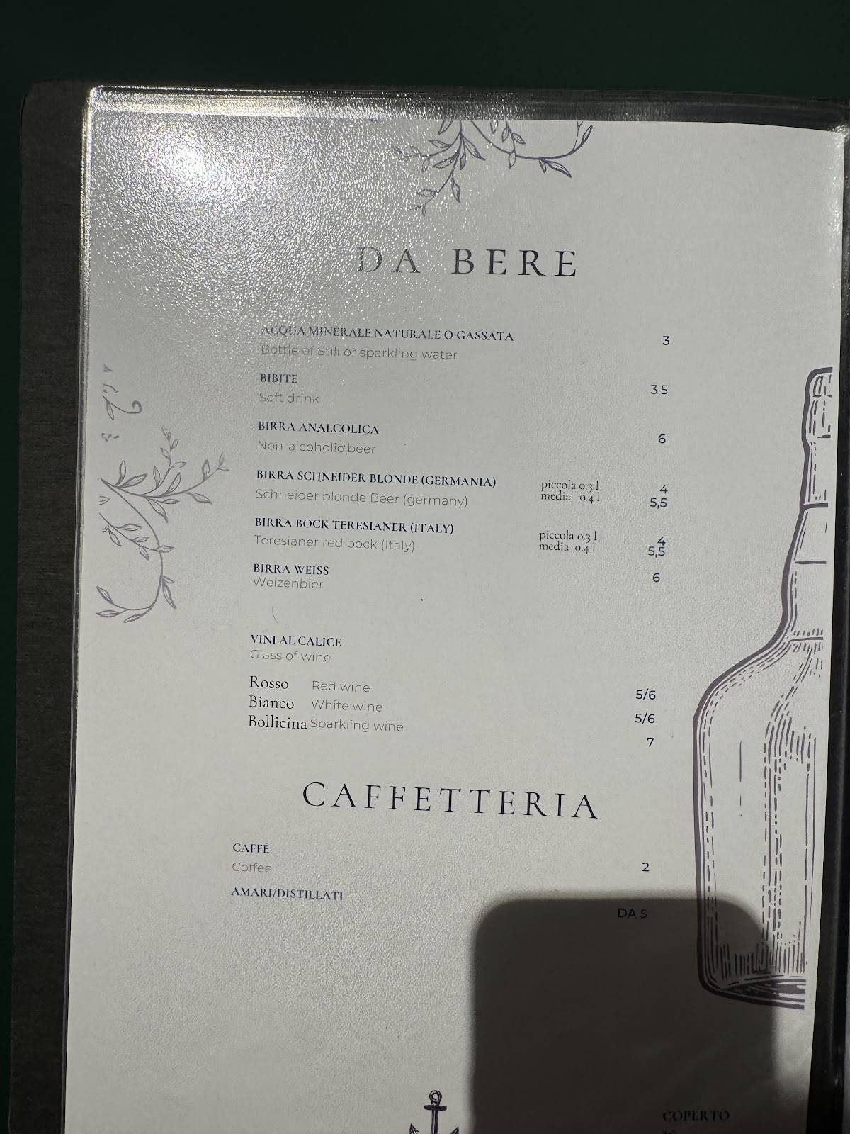 Menu di All'Ancora 
