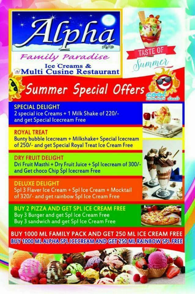 Alpha Family Paradise menu