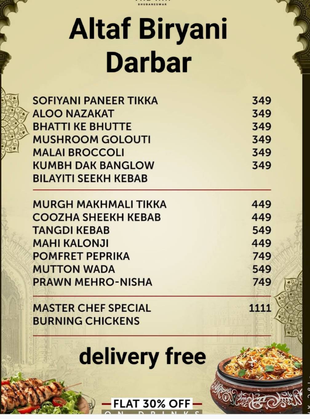Altaf biryani darbar menu