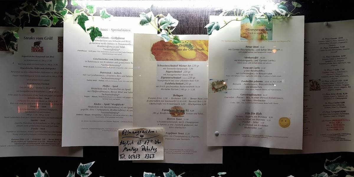 Speisekarte von Altes Farmhaus Gasthaus restaurant, Lienen