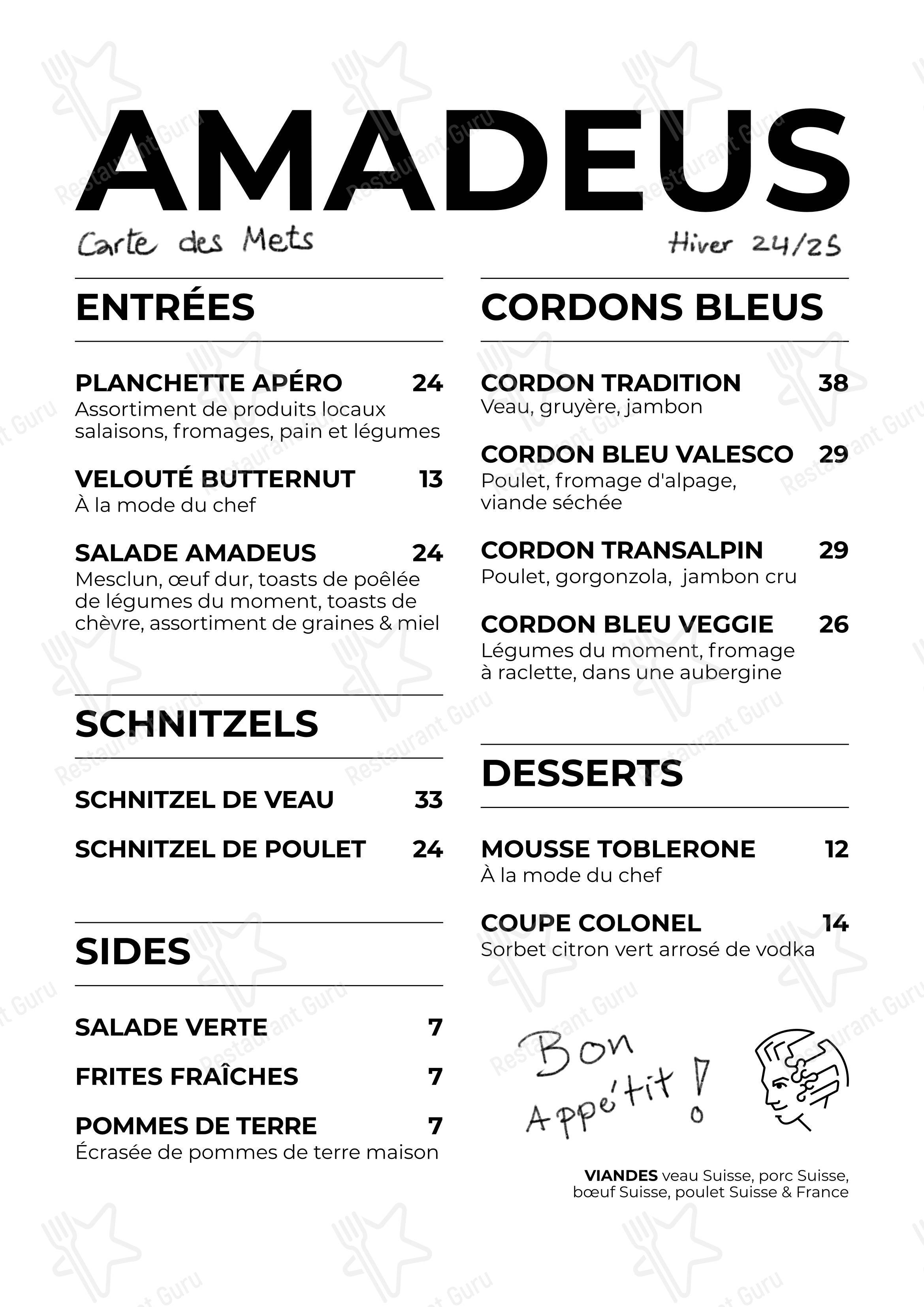 Menu di Amadeus Bar - 菜单