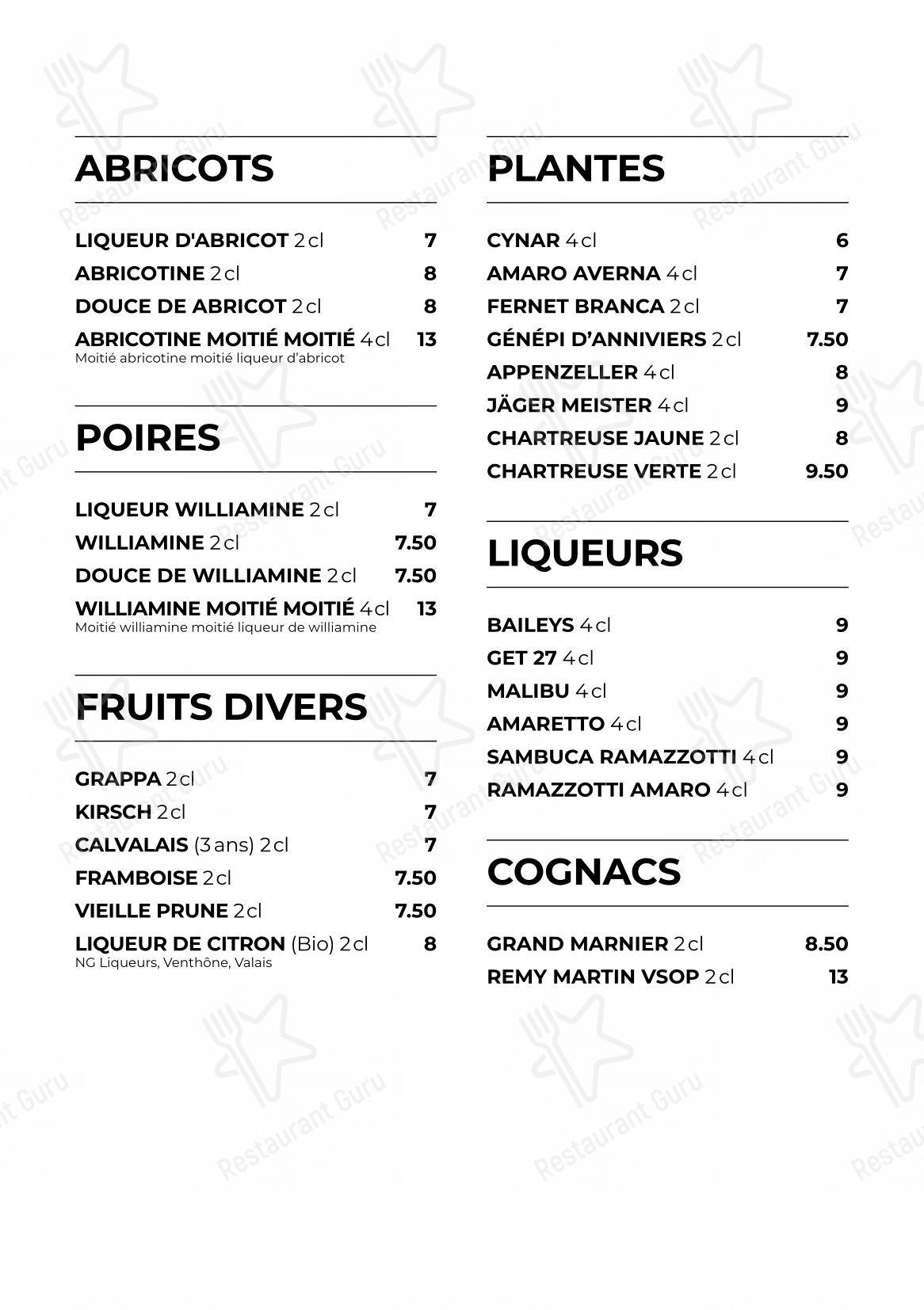 Menu per Amadeus Bar pub & bar