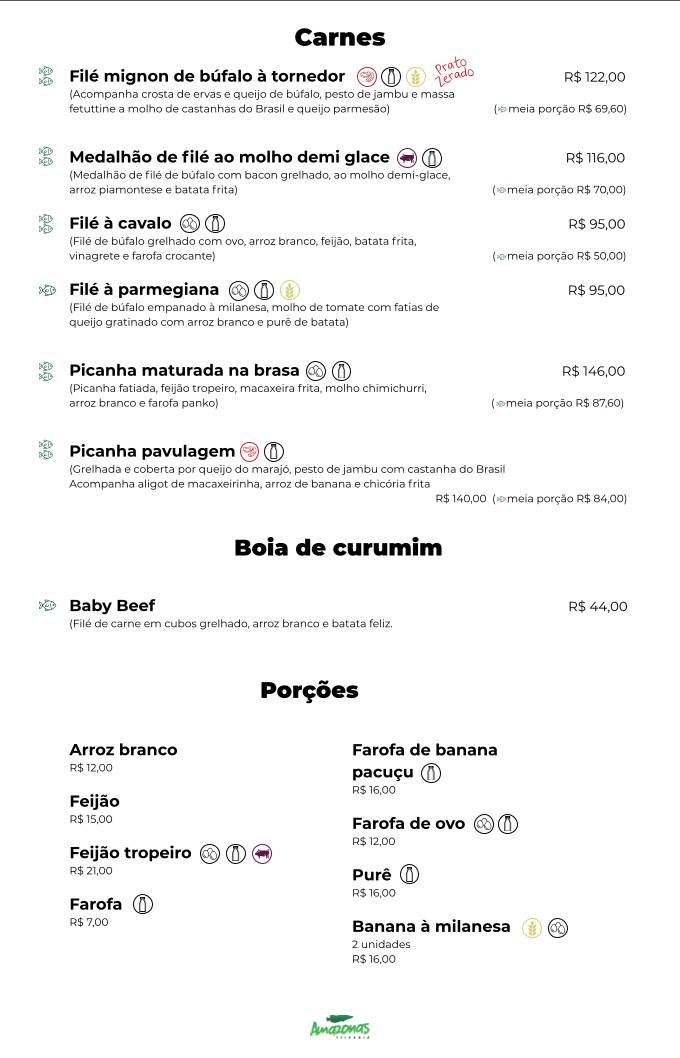 Amazonas Peixaria cardápio