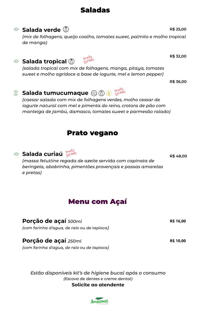 Amazonas Peixaria cardápio