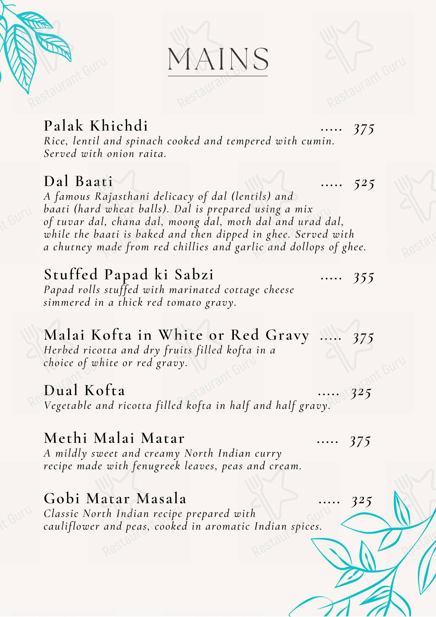 Ambar Fine Dine Restaurant in Alwar - Menu