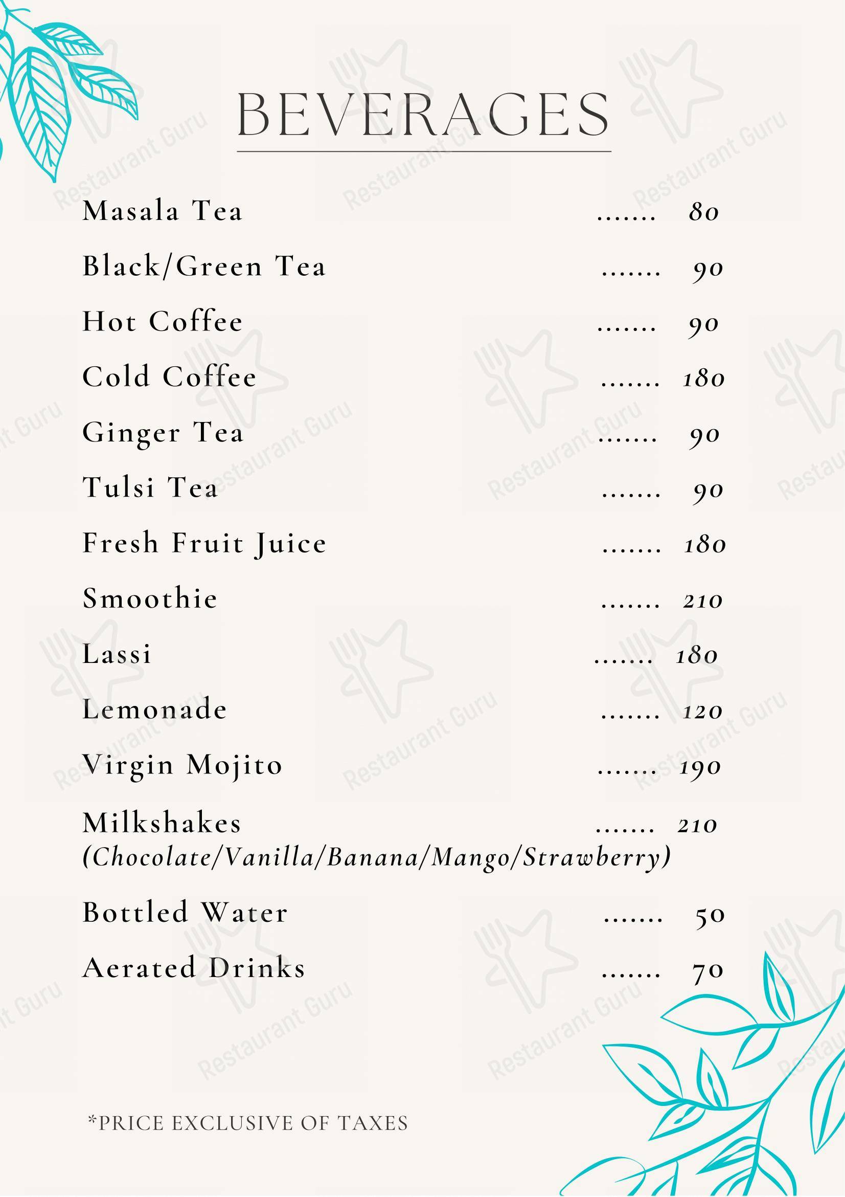Ambar Fine Dine Restaurant - Menu