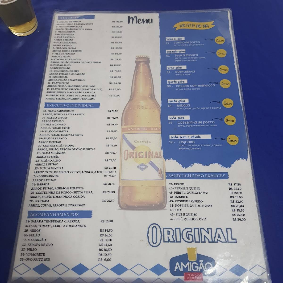 Amigão cardápio