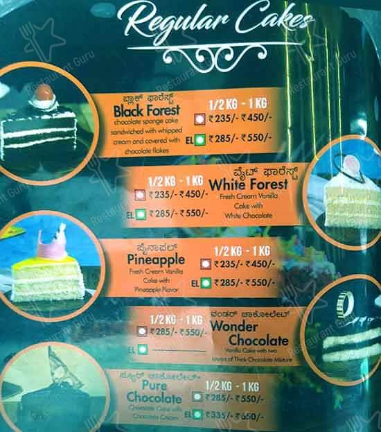 Amma's Pastries cakes kothanur menu