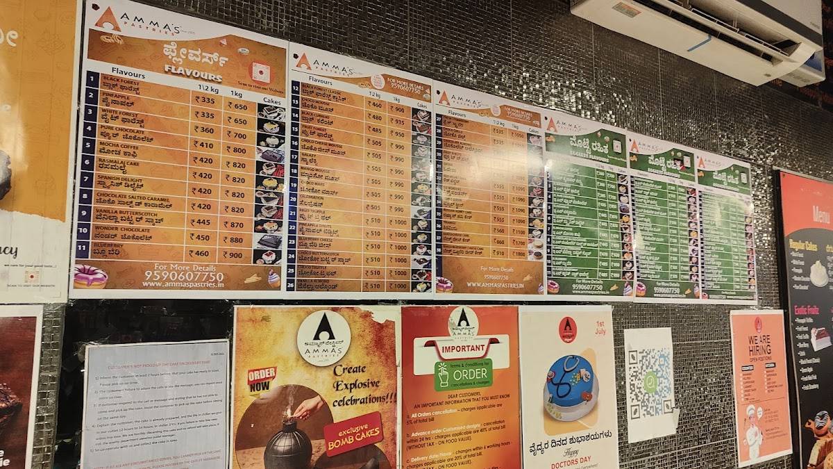 Amma's Pastries menu