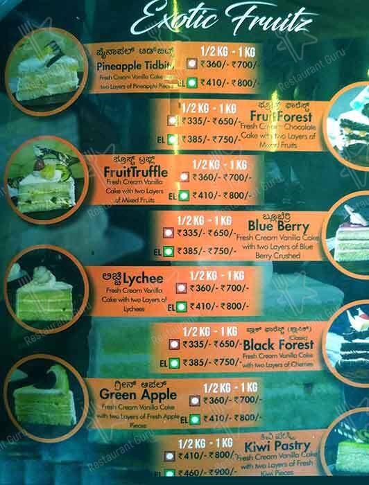 Amma's Pastries cakes kothanur menu